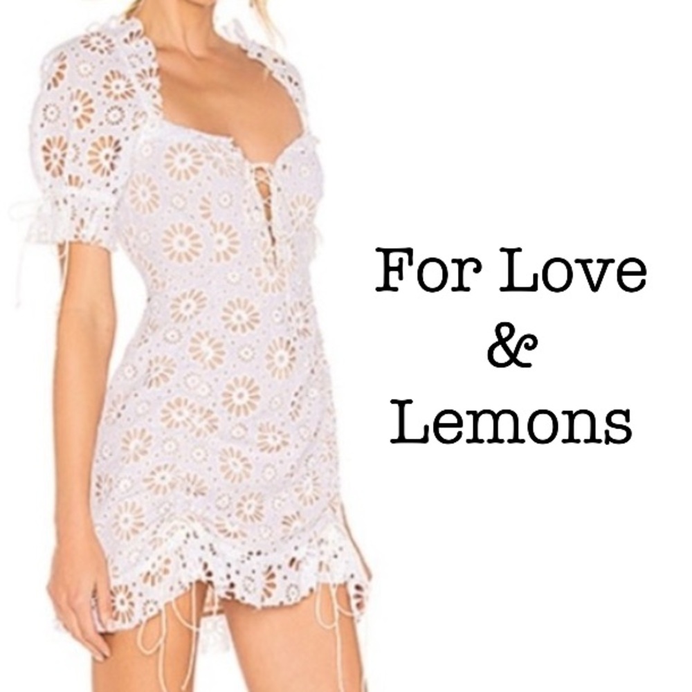 REVOLVE X For Love & Lemons Daisy White Eyelet Dress Size Small
